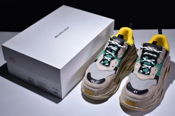 BalenciagaWMNS Vintage Triple S Trainers - Green/Yellow