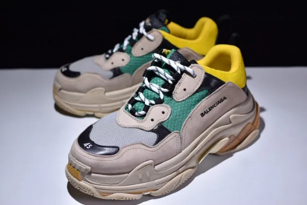 BalenciagaWMNS Vintage Triple S Trainers - Green/Yellow