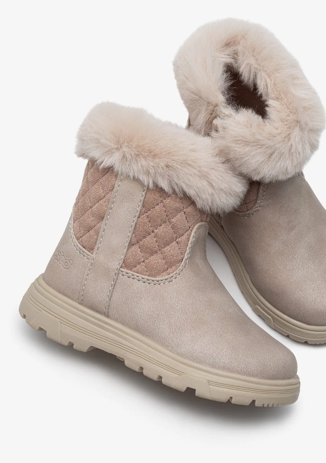 Beige Fur Boots