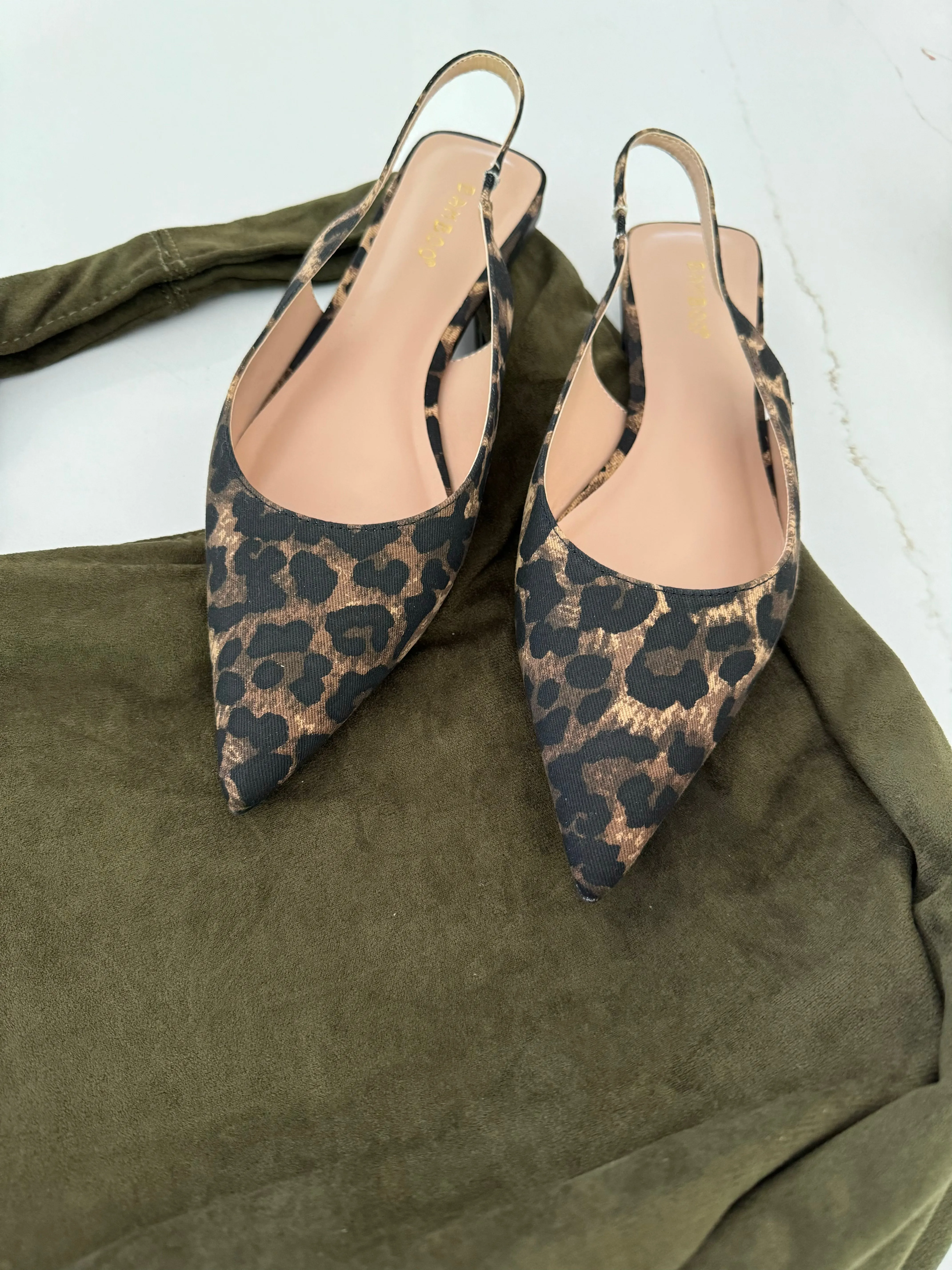CARRIE LEOPARD SLINGBACK FLATS - FINAL SALE
