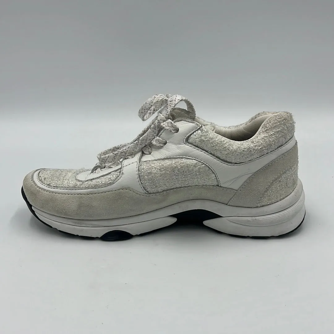 Chanel Tweed Interlocking CC Logo Designer Trainers  Sz: 7 (37)
