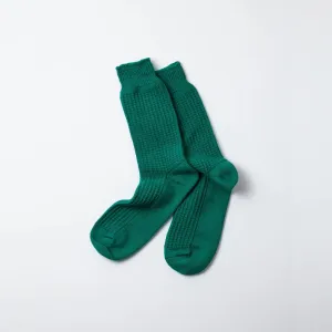 Cotton Waffle Crew Socks (Sea Green)