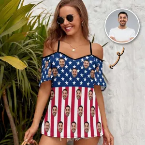 Custom Face American Flag Women's Suspender Top