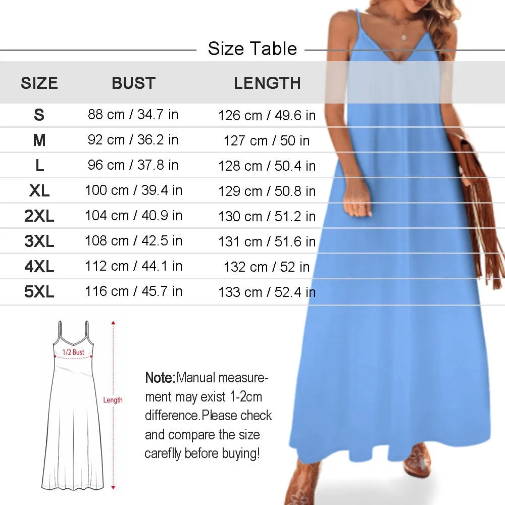 Custom Face Orange Straps Slip Dress Sleeveless Summer Dress Personalized Women's Long Slip Dress