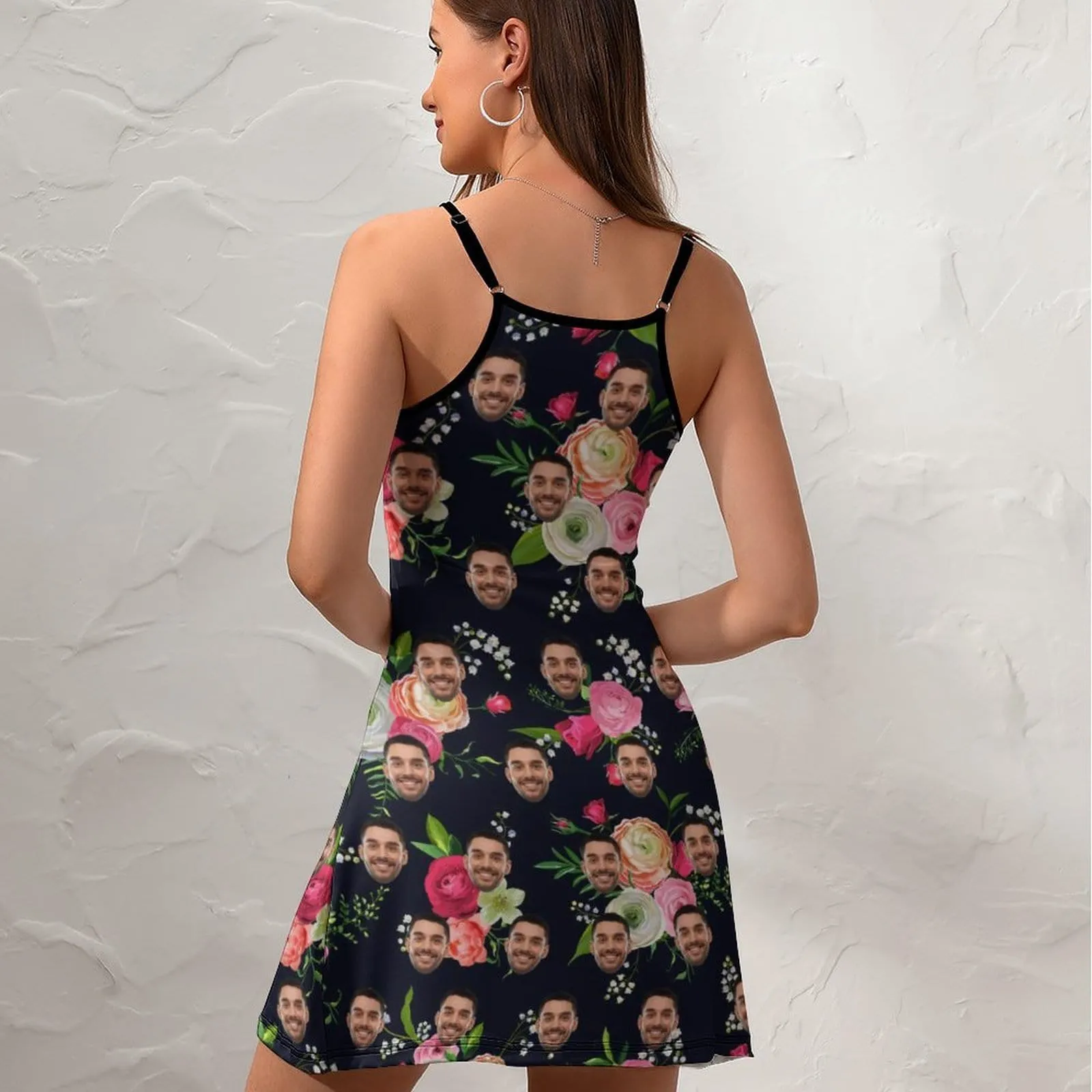 Custom Face Rose Women's Sling Dress