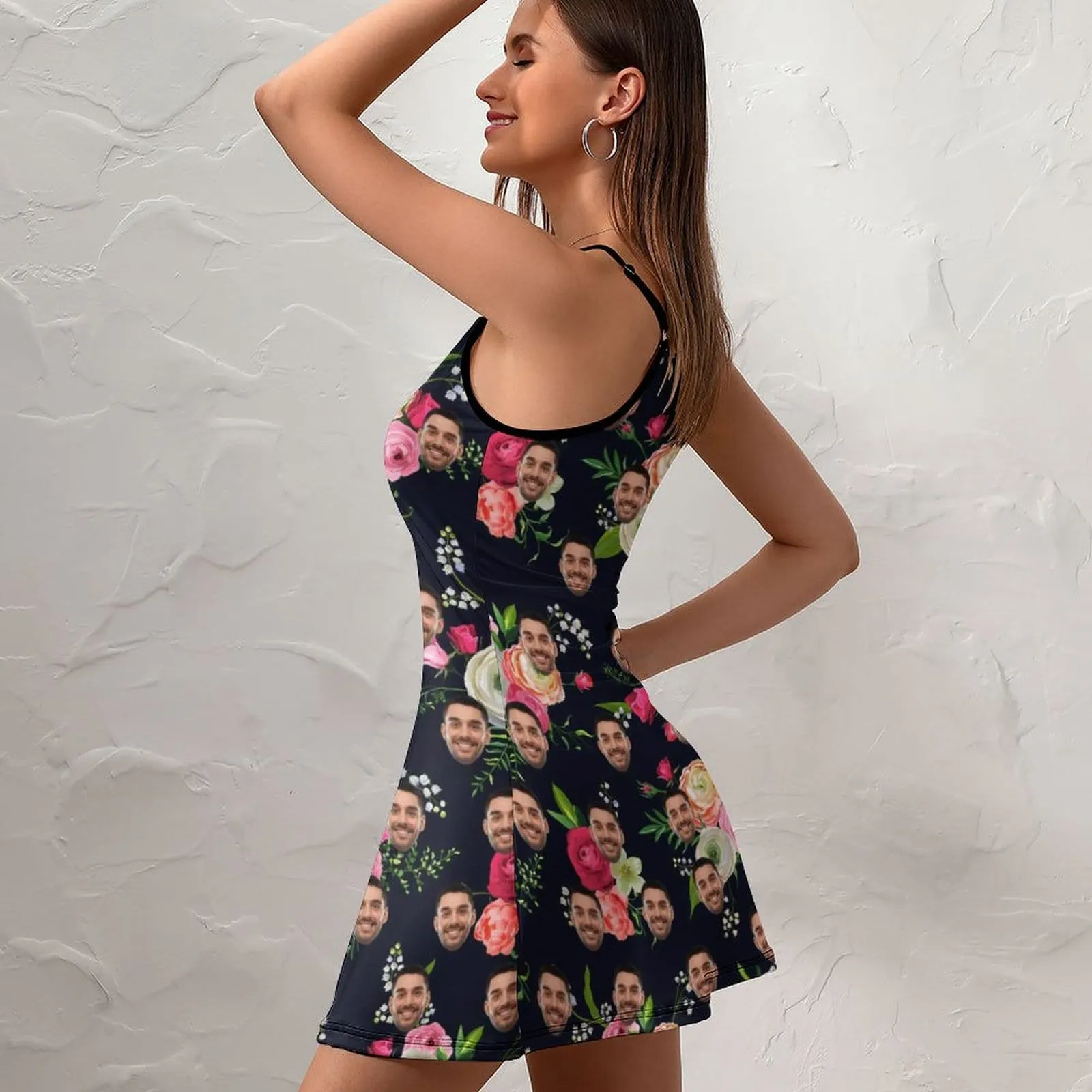 Custom Face Rose Women's Sling Dress