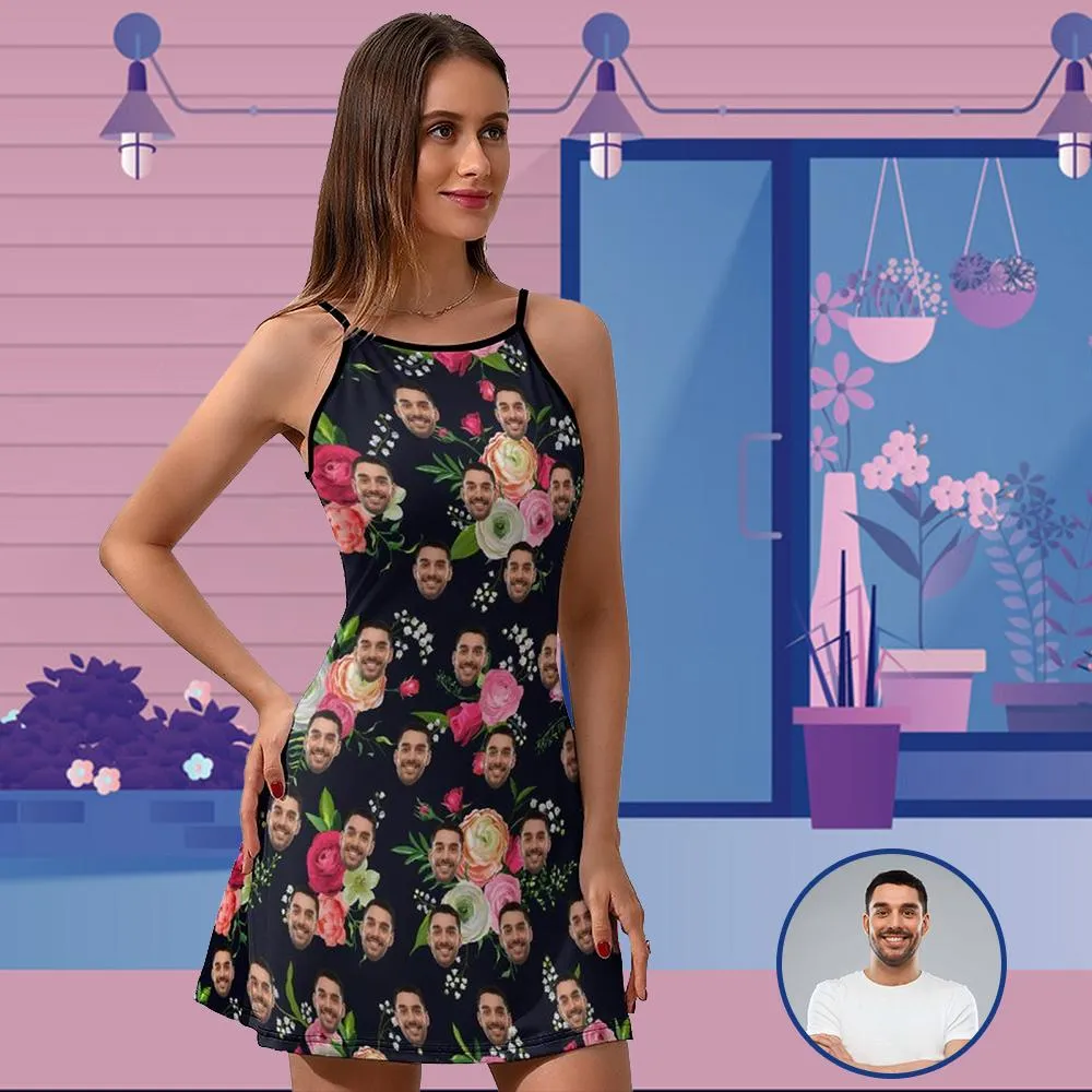 Custom Face Rose Women's Sling Dress