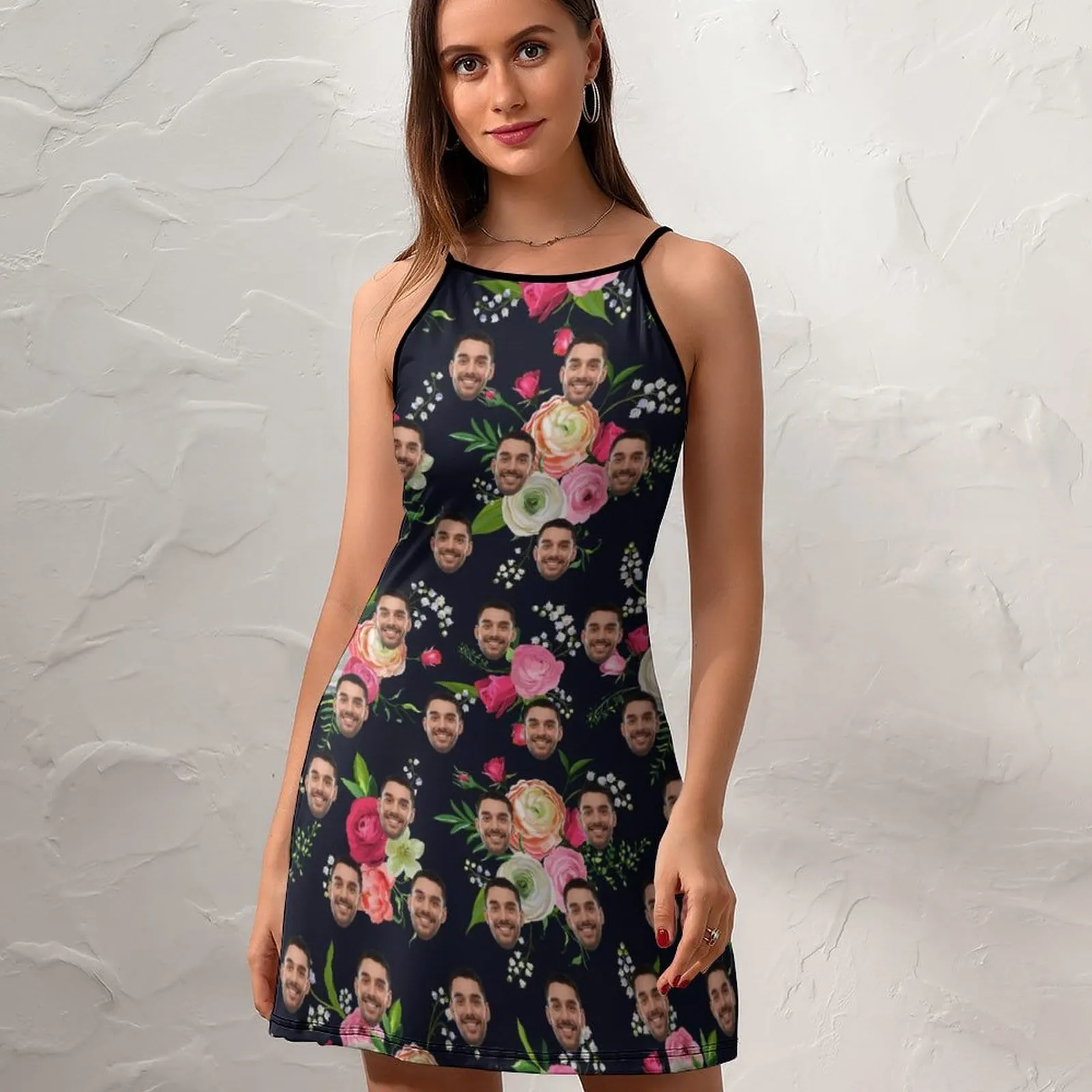 Custom Face Rose Women's Sling Dress