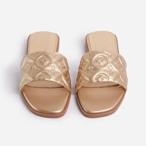 daily faux leather flat slider slippers