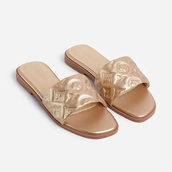 daily faux leather flat slider slippers