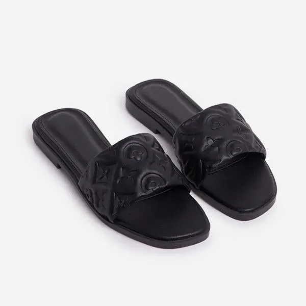 daily faux leather flat slider slippers