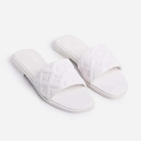 daily faux leather flat slider slippers