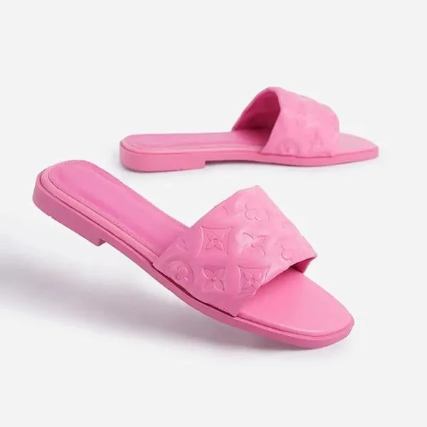 daily faux leather flat slider slippers