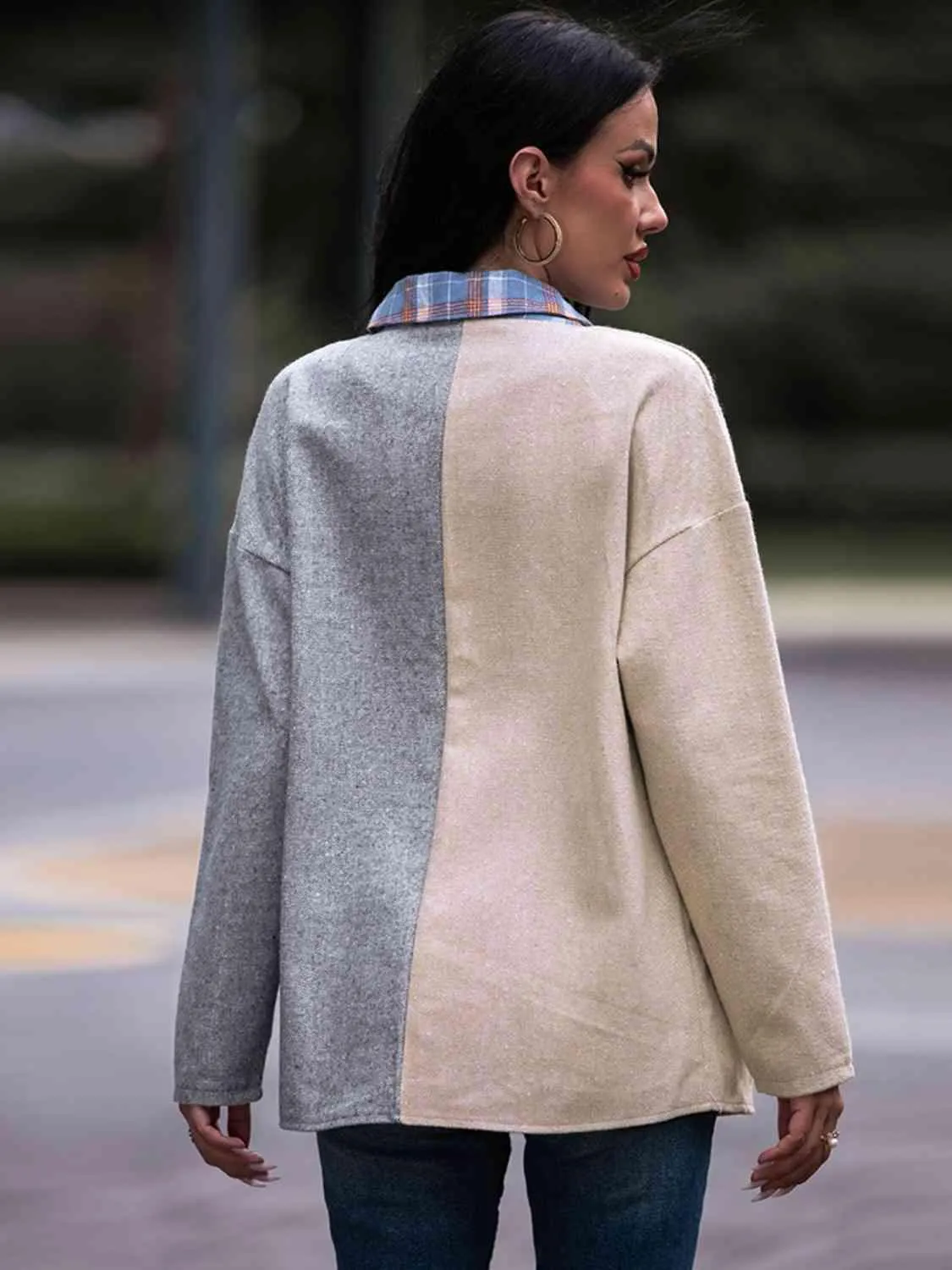 Effortless Comfort Plaid Color Block Shacket