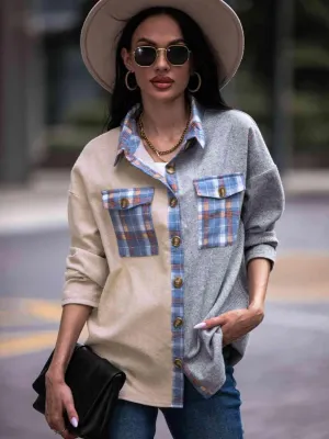 Effortless Comfort Plaid Color Block Shacket