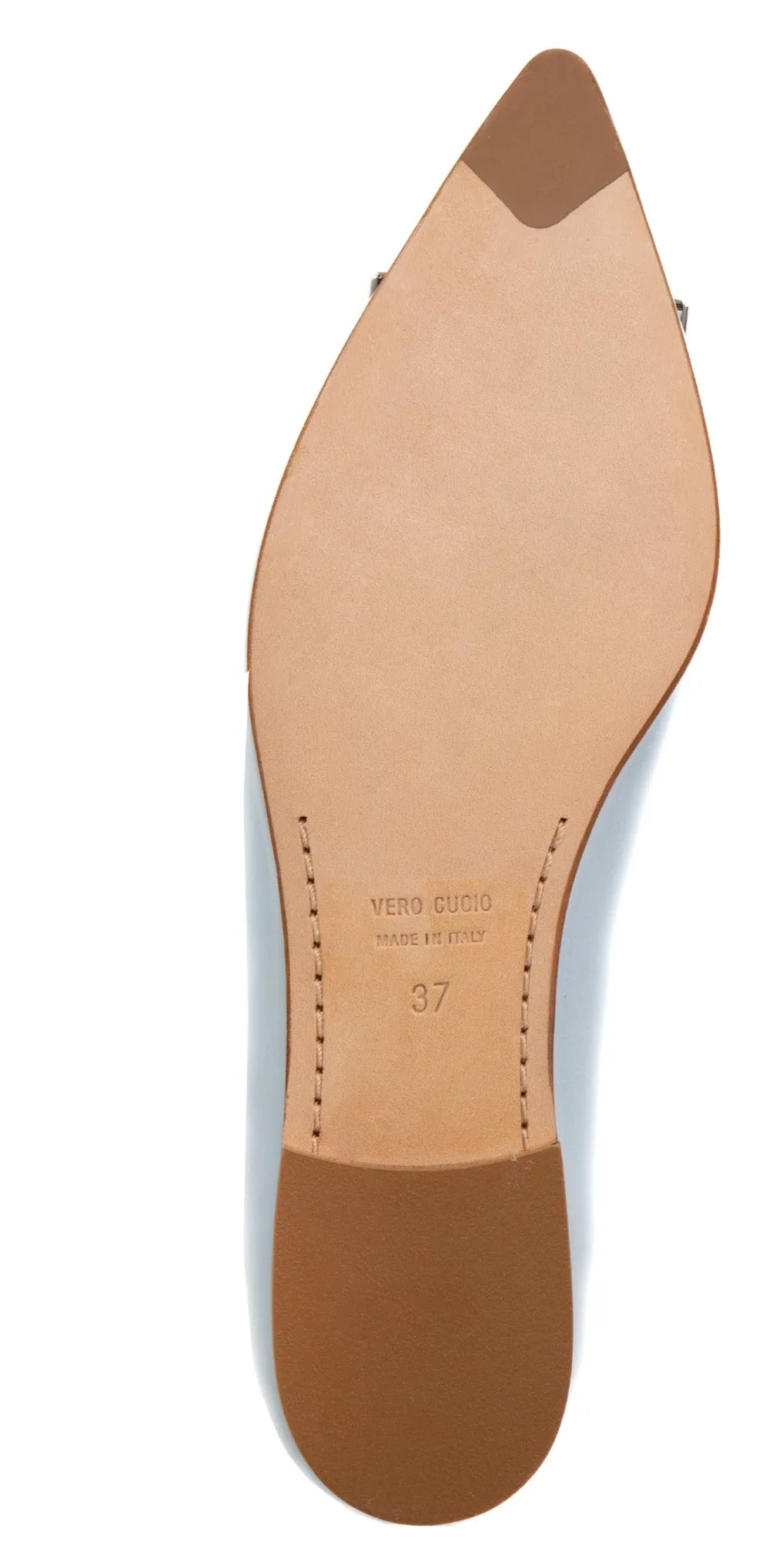 Fia White Leather Flat