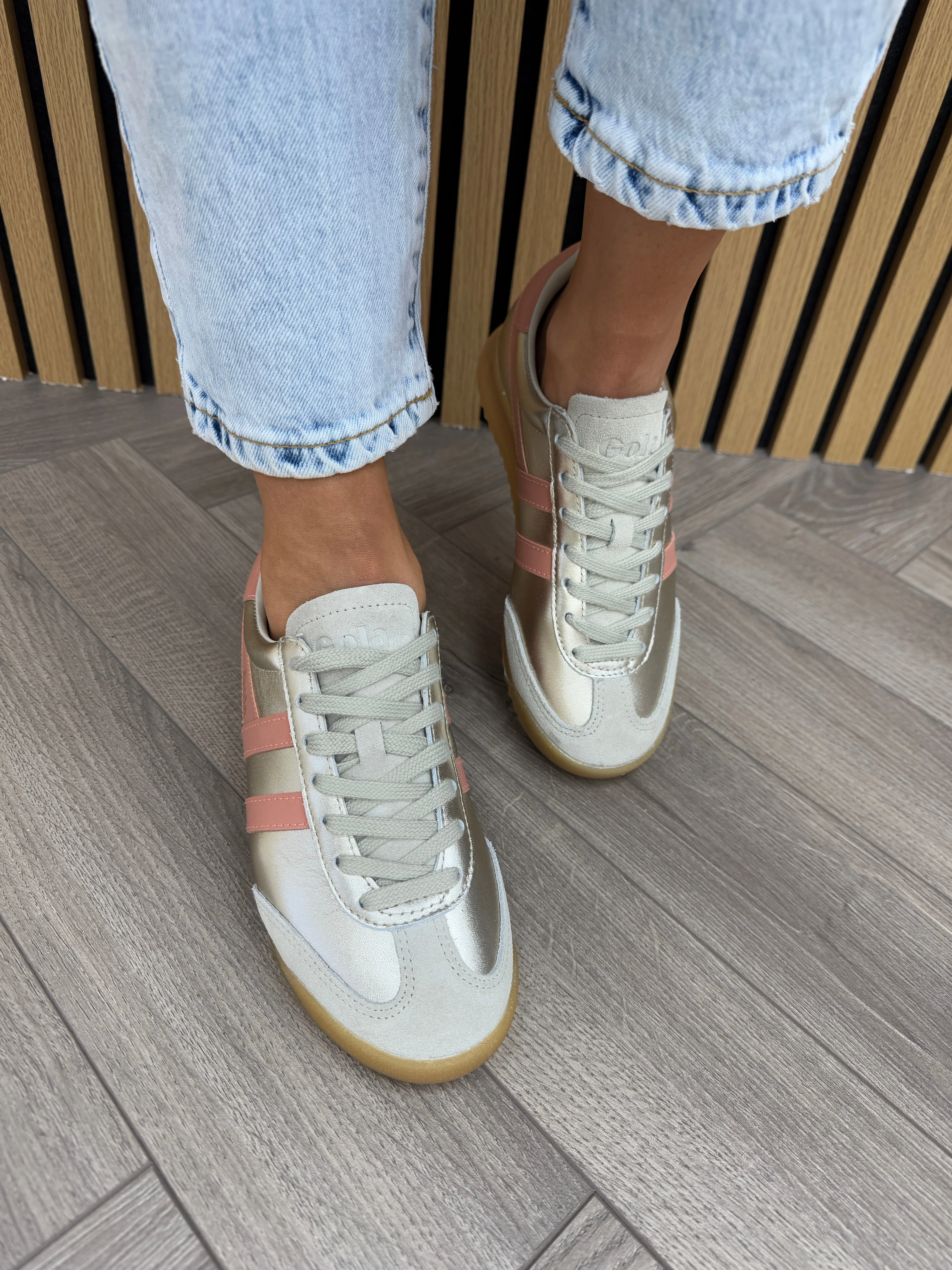 Gola (SS25) Torpedo Glimmer CLB743 Metallic Trainer - Gold/Terracotta (GA9)