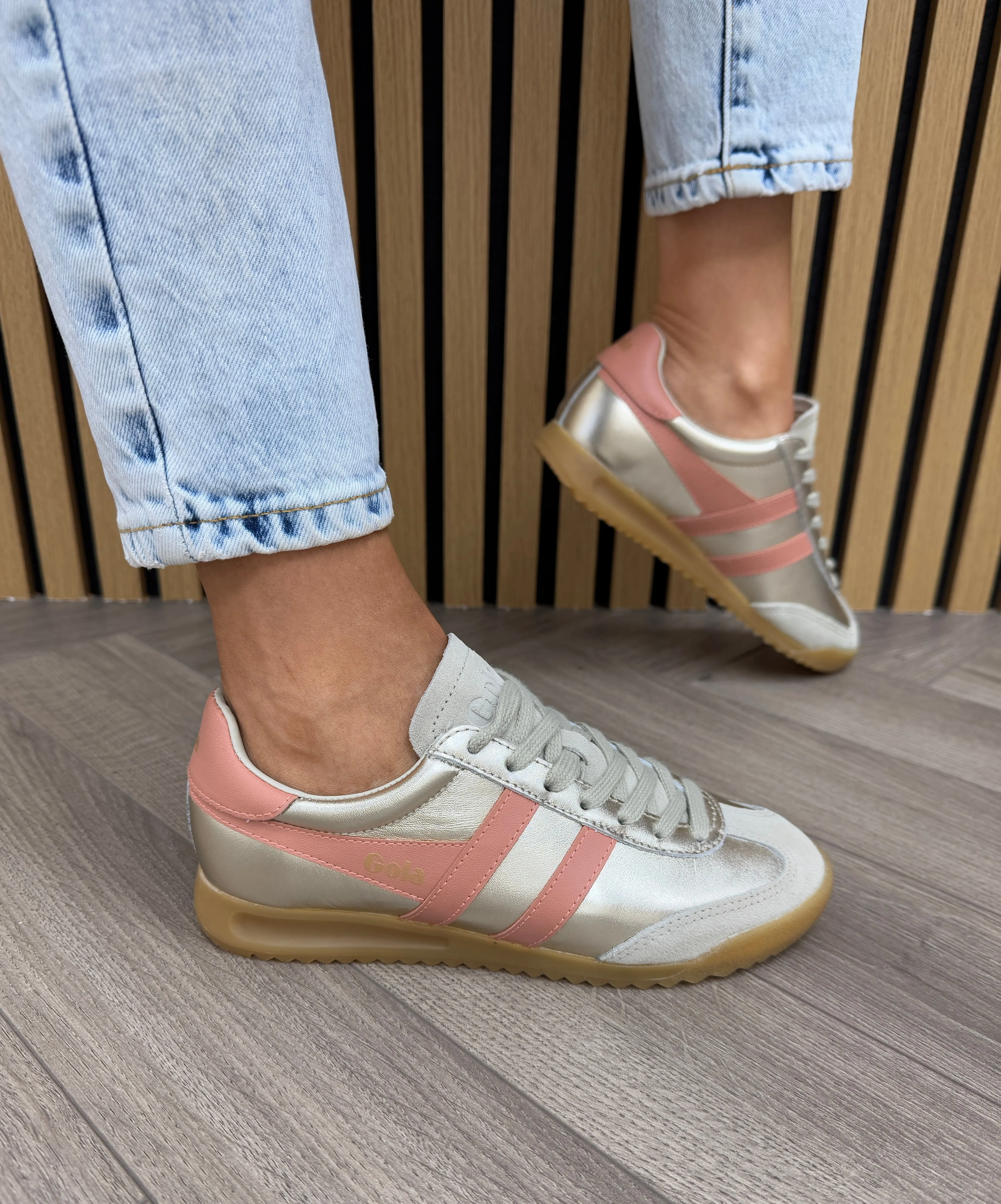 Gola (SS25) Torpedo Glimmer CLB743 Metallic Trainer - Gold/Terracotta (GA9)