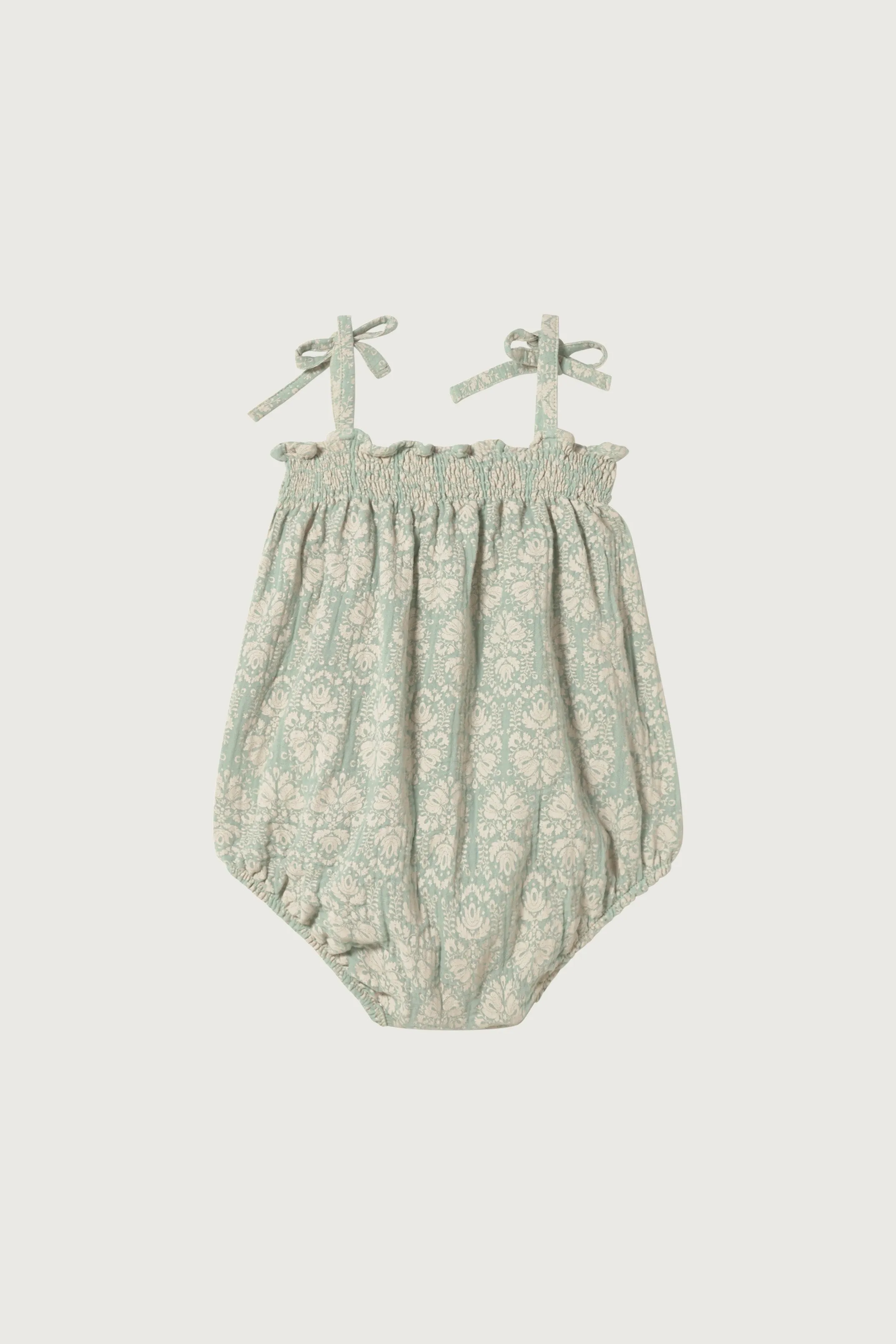 GREEN VINTAGE WALLPAPER ROMPER