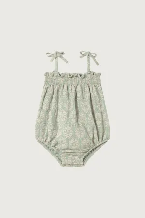 GREEN VINTAGE WALLPAPER ROMPER