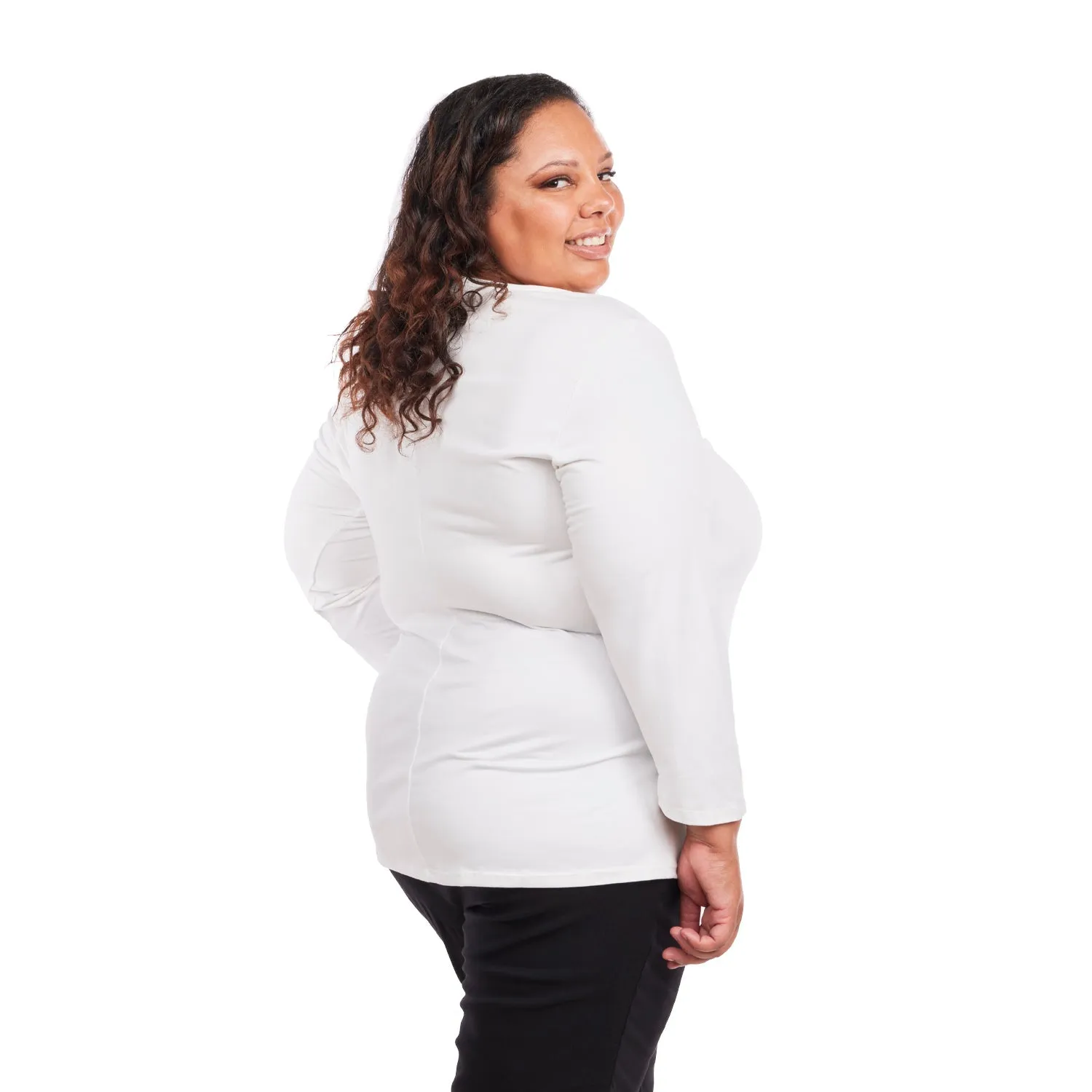 Inner Beauty Plus Solid 3/4 Sleeve Surplice Front V-Neck Top