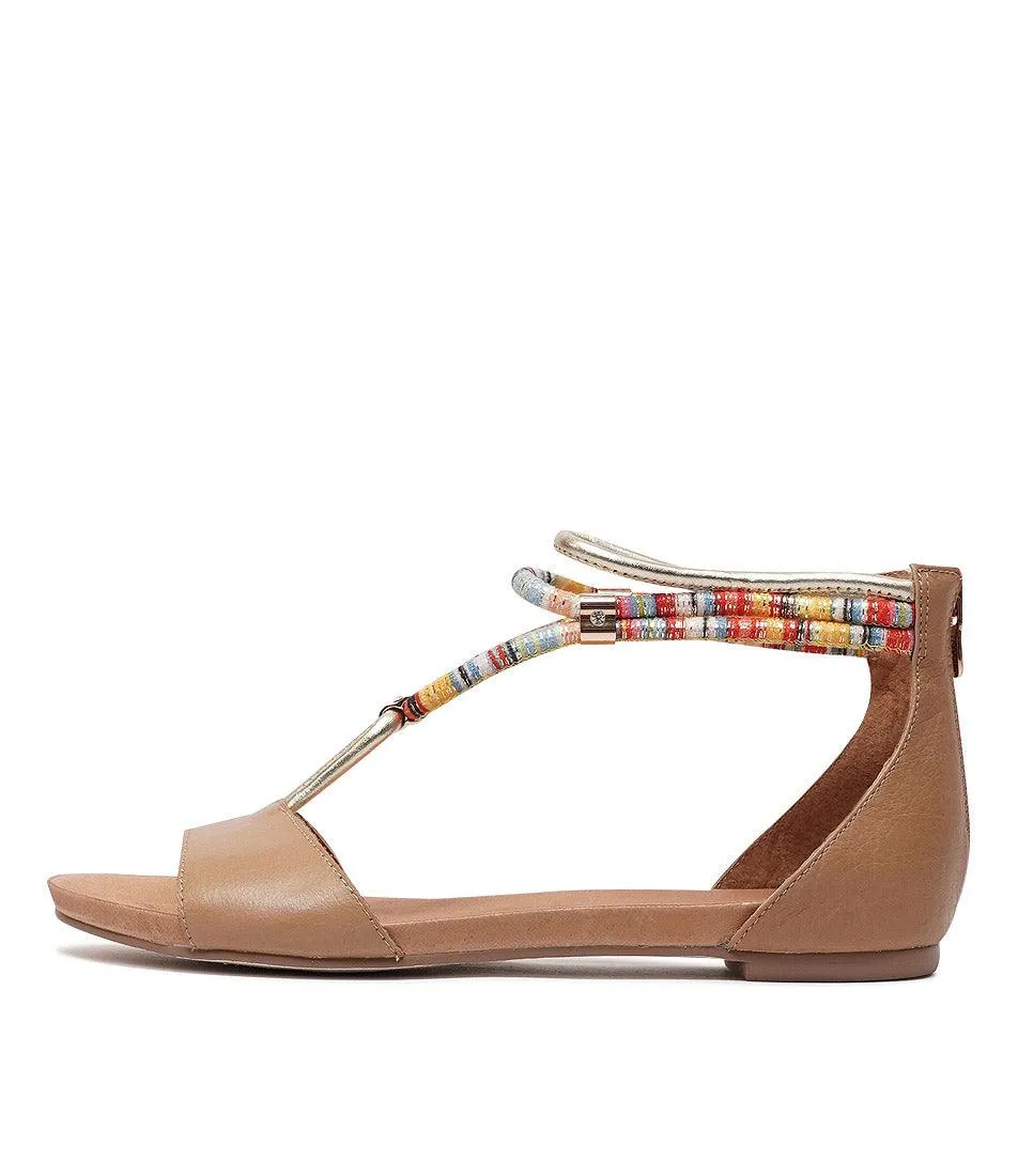 Jazmin Dark Tan Multi Leather Sandals