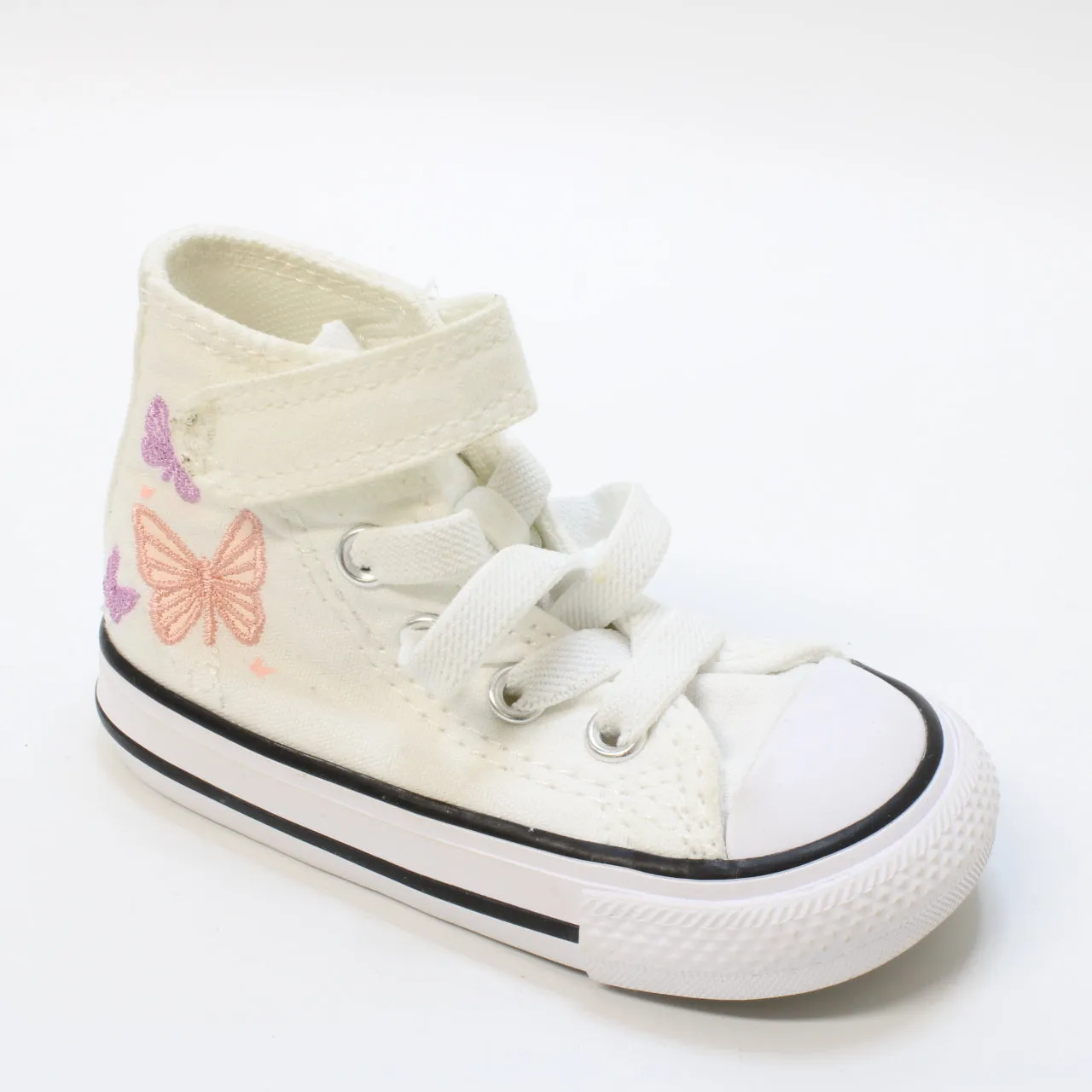 Kids Converse All Star Hi 1Vlace White Pink Phase Grape Fizz Uk Size 4 Infant
