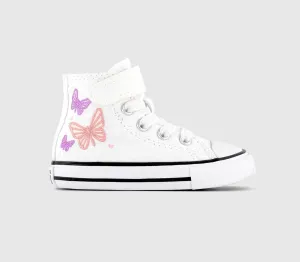 Kids Converse All Star Hi 1Vlace White Pink Phase Grape Fizz Uk Size 4 Infant