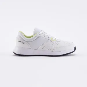 Kid's Tennis Shoes Lace-up - Essential White/Yellow