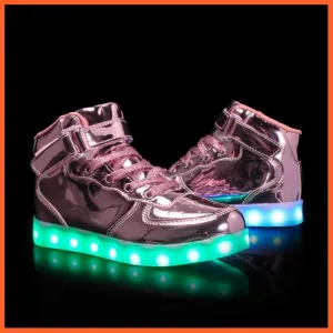 Led Sneakers Shiny Pink 7 Led Colors And Usb Charging