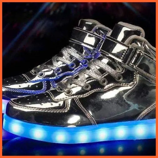 Led Sneakers Shiny Silver 7 Led Colors And Usb Easy Charging