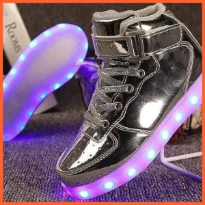 Led Sneakers Shiny Silver 7 Led Colors And Usb Easy Charging