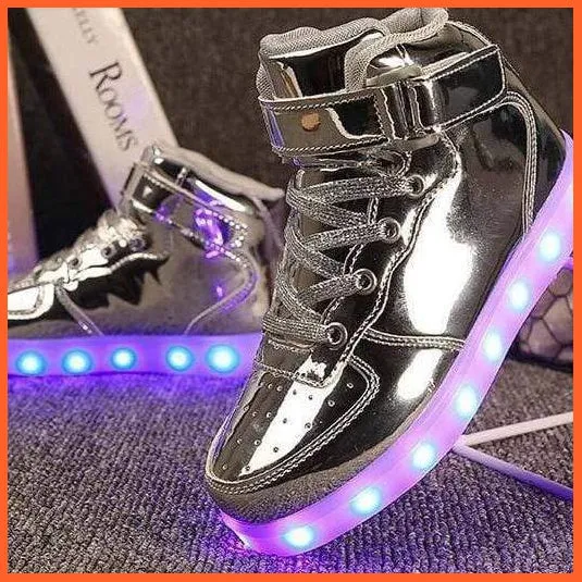 Led Sneakers Shiny Silver 7 Led Colors And Usb Easy Charging