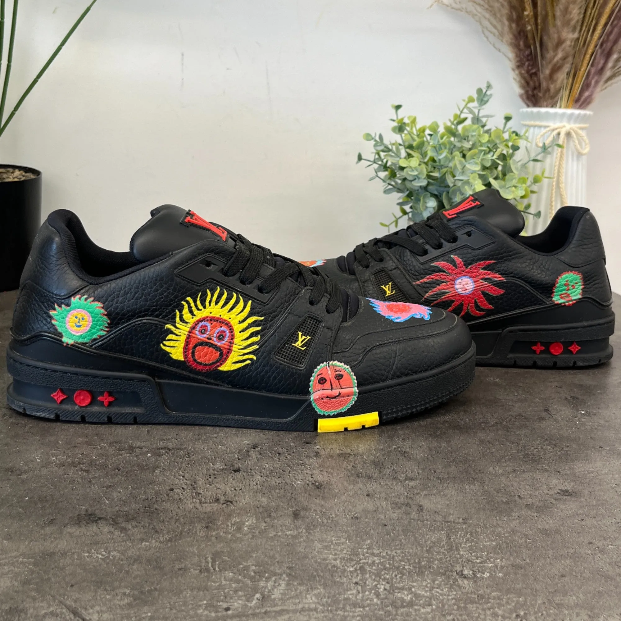 Men's Lv X Yayoi Kusama Low Trainers Black Size EU 44 / UK 10
