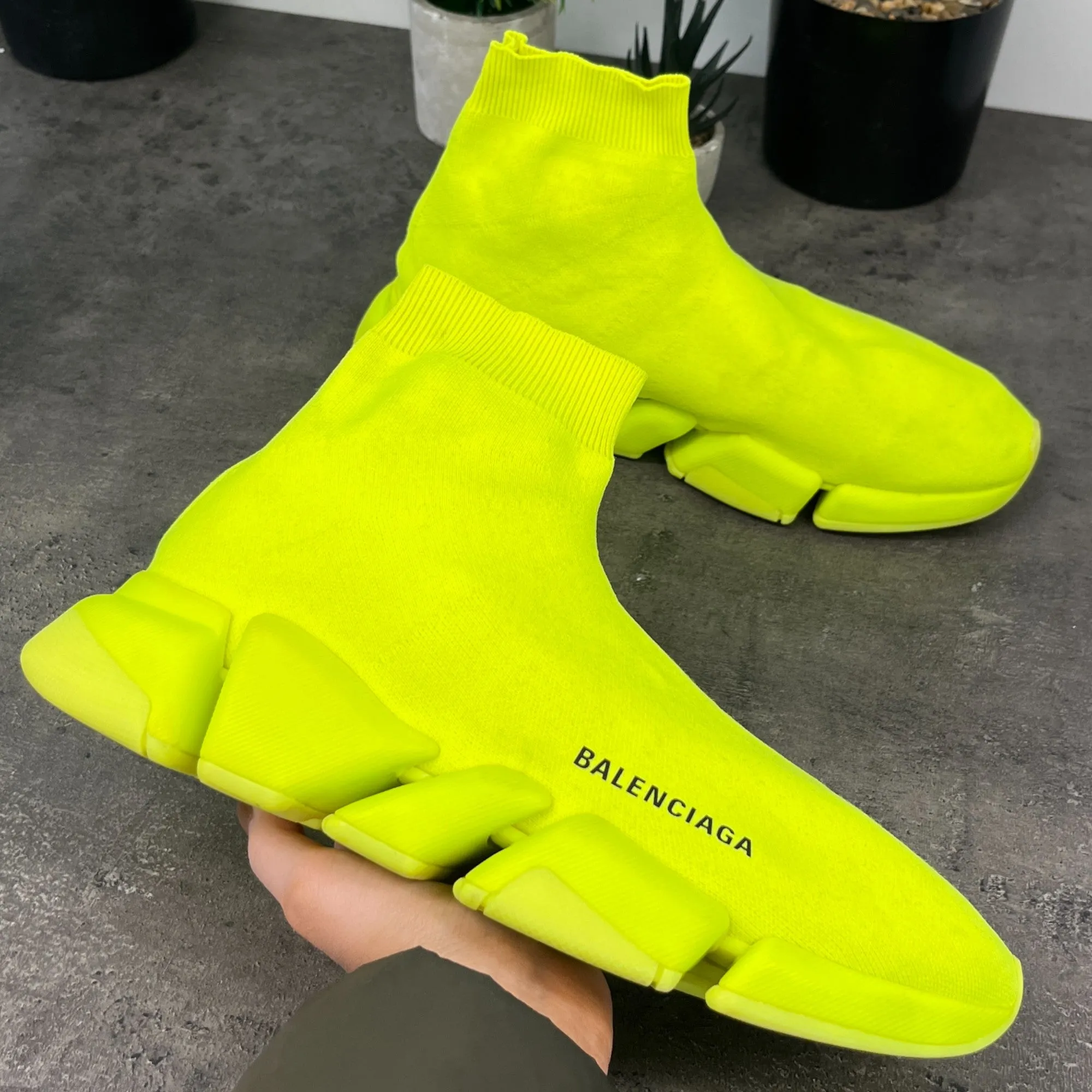 Men's Speed Sock High Trainers Yellow Size EU 41 / UK 7