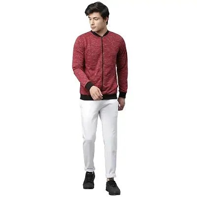 Rigo Men Maroon All Over Printed Fleece Bomber Jacket