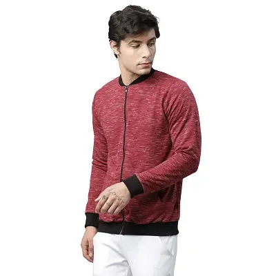 Rigo Men Maroon All Over Printed Fleece Bomber Jacket