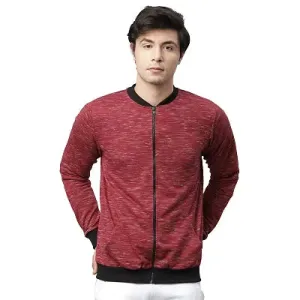 Rigo Men Maroon All Over Printed Fleece Bomber Jacket