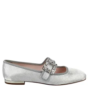 Roger Vivier Très Vivier Babies Metallic Flats in Argento