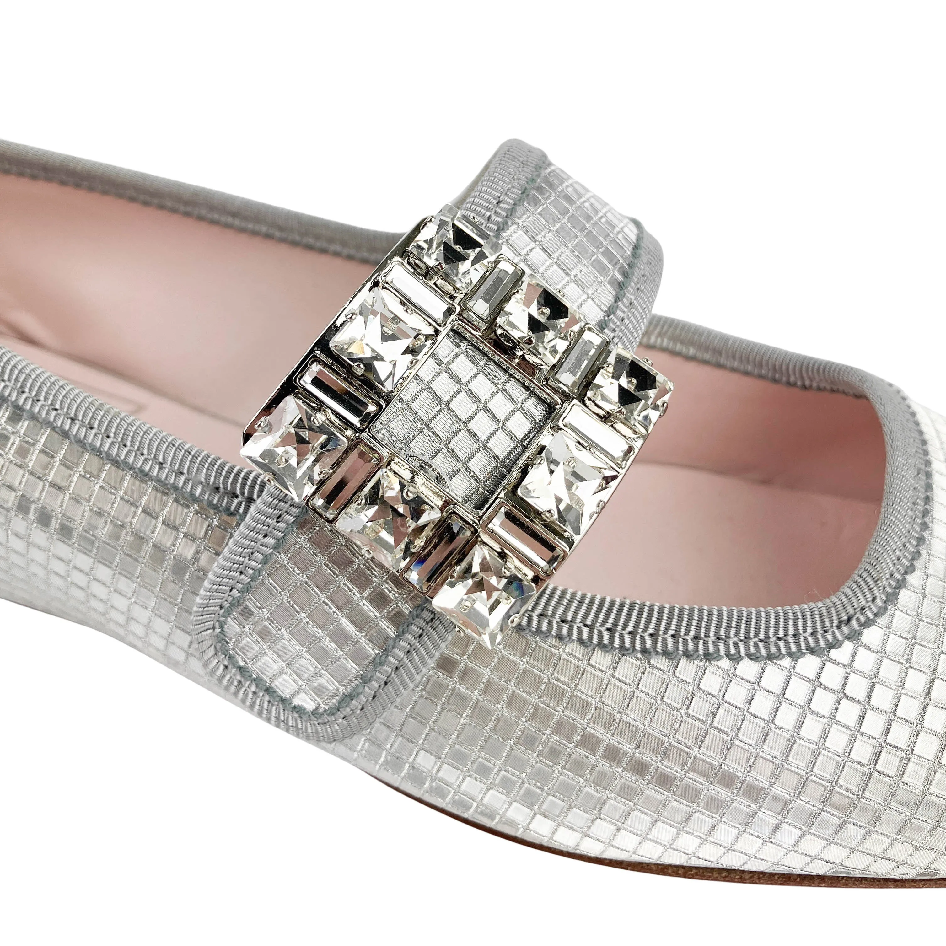 Roger Vivier Très Vivier Babies Metallic Flats in Argento