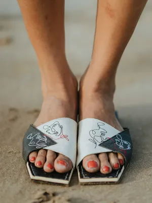 SLOW Yin and Yang Flats Natural White Charcoal
