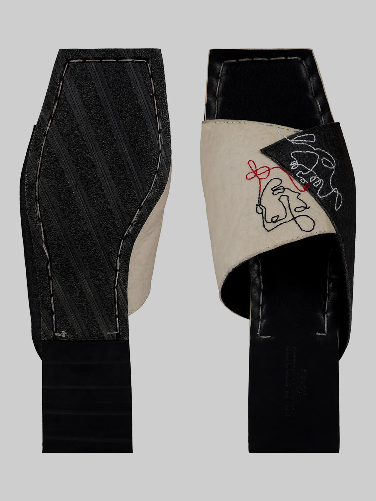 SLOW Yin and Yang Flats Natural White Charcoal