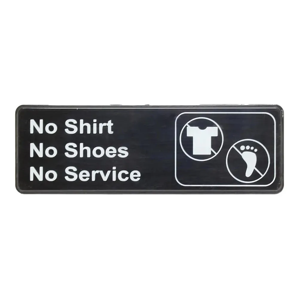 Thunder Group PLIS9330BK 9" x 3" x 1/8" Acrylonitrile Styrene Information Sign with Symbol "No Shirt"