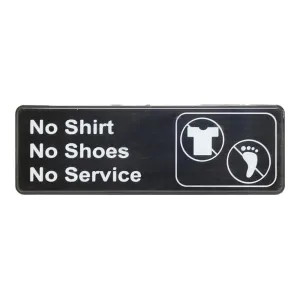 Thunder Group PLIS9330BK 9" x 3" x 1/8" Acrylonitrile Styrene Information Sign with Symbol "No Shirt"