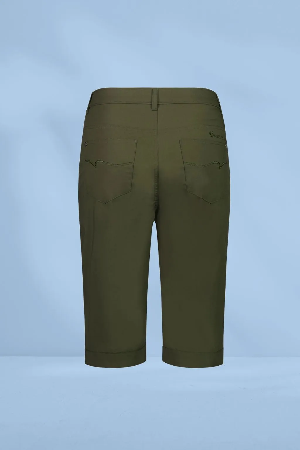 Vassalli Poplin Straight Leg Shorts Khaki