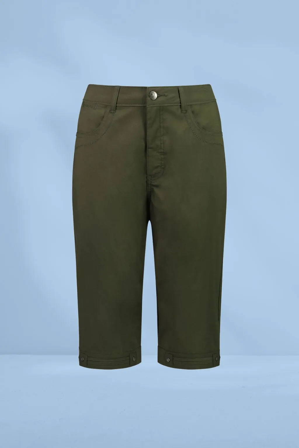 Vassalli Poplin Straight Leg Shorts Khaki