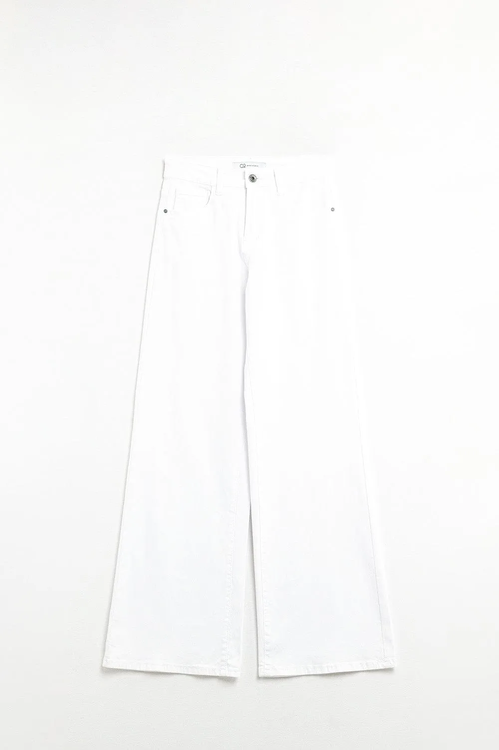 White Straight Pants Wide Leg