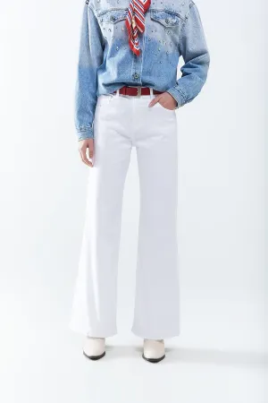White Straight Pants Wide Leg