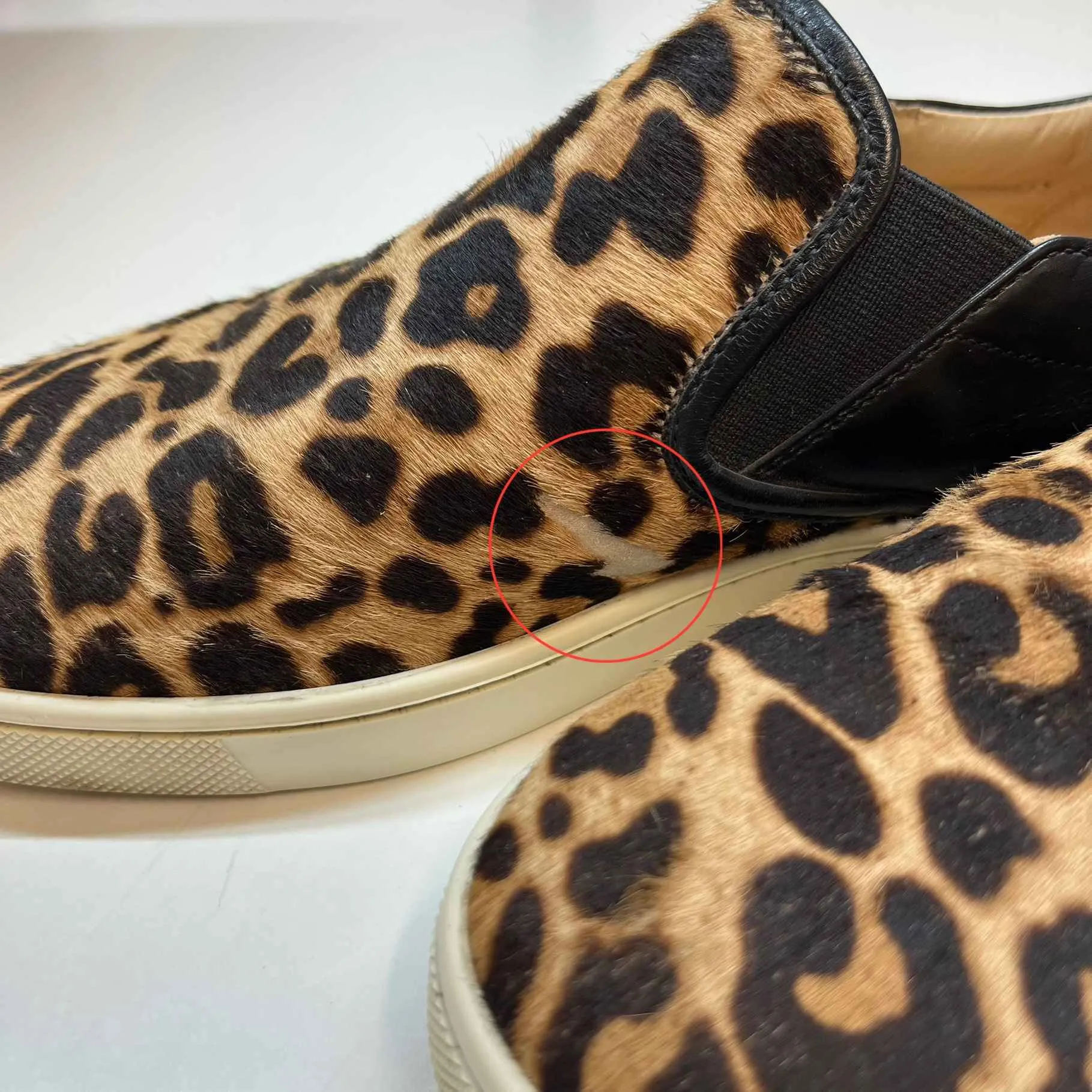 Women's Leopard Print Fur Slip On Low Trainers Black Size EU 37 / UK 4