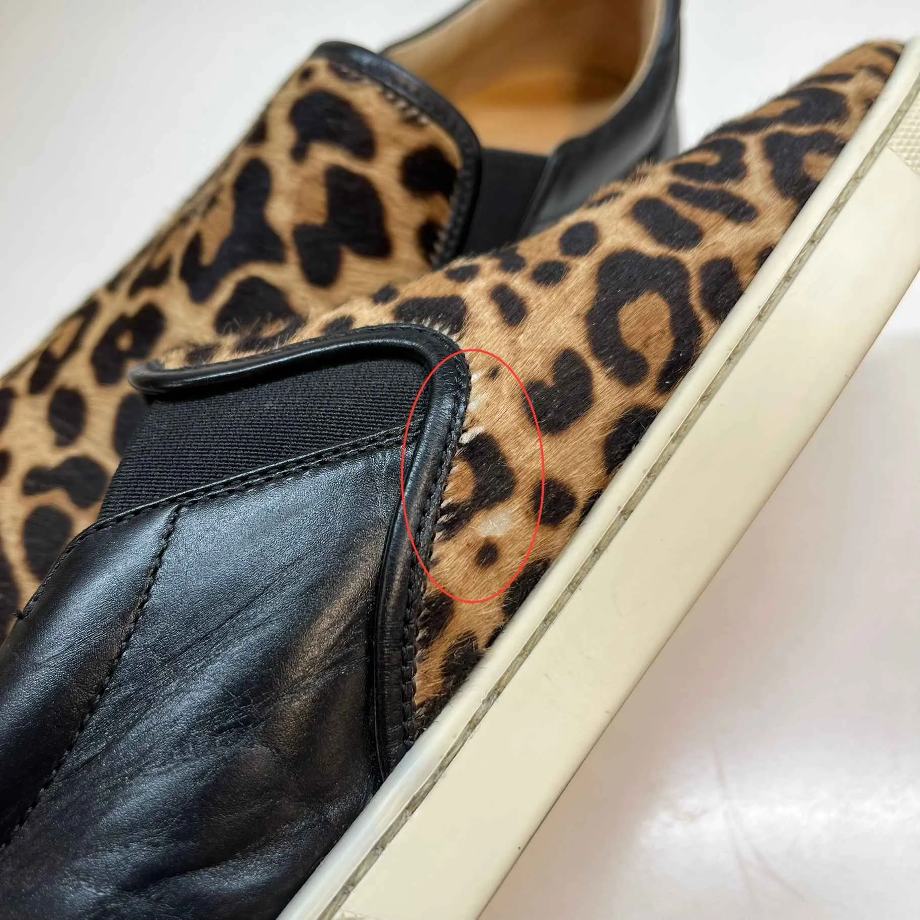Women's Leopard Print Fur Slip On Low Trainers Black Size EU 37 / UK 4